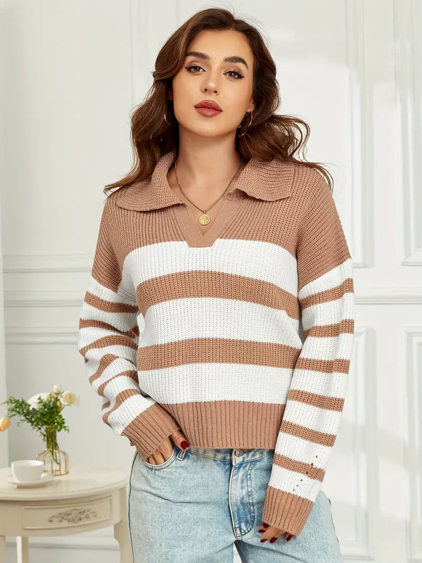 V-Neck Stripped Sweater