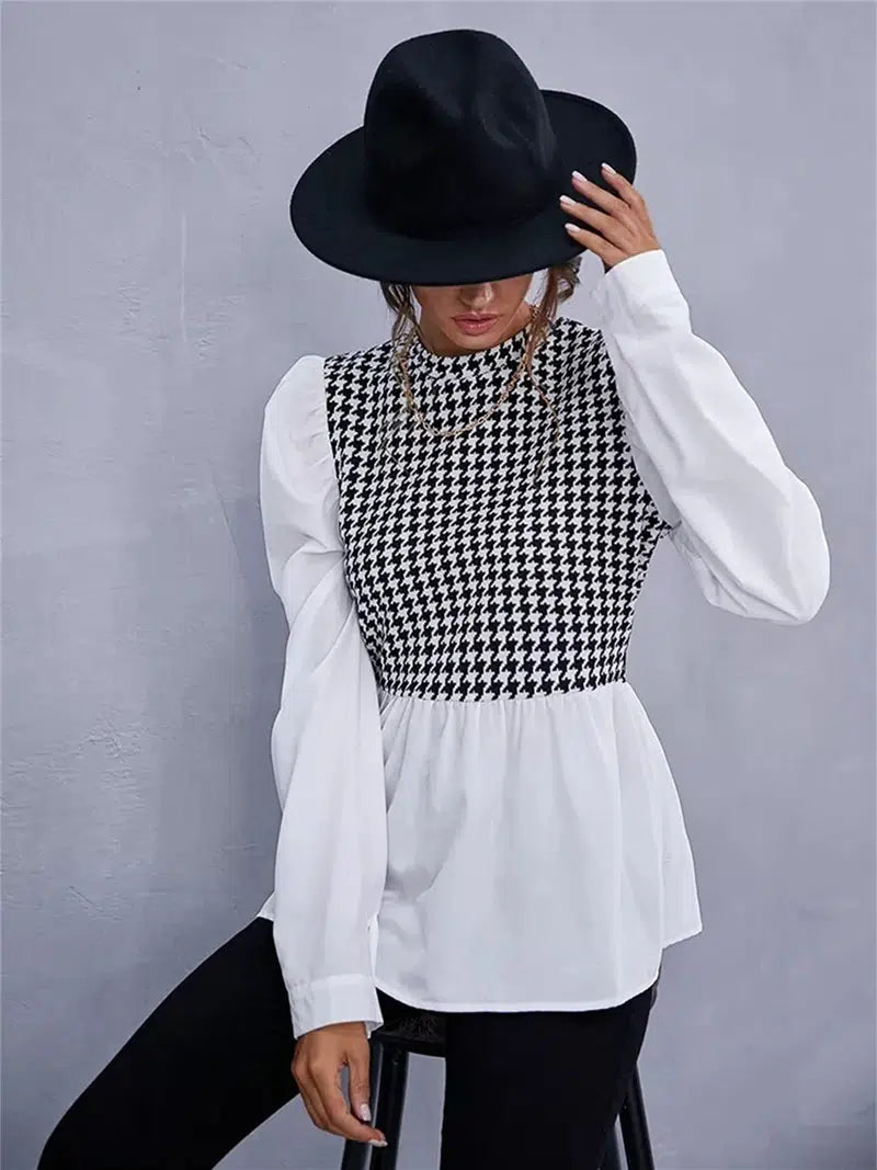Houndstooth Peplum Top You Are Fashion Boutique